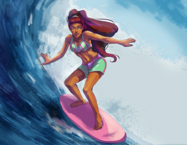 Лейла занимается сёрфингом