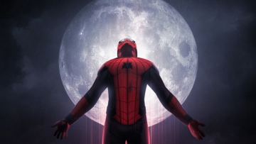 Человек-Паук на фоне луны