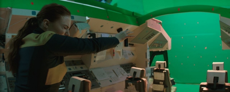 Кадр из фильма Люди Икс: Темный феникс до применения визуальных эффектов