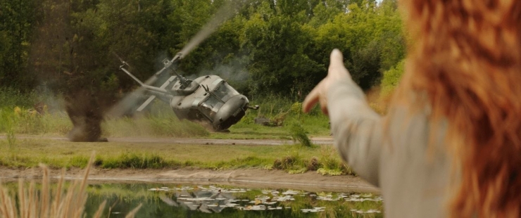Кадр из фильма Люди Икс: Темный феникс с добавлением лопастей вертолёта