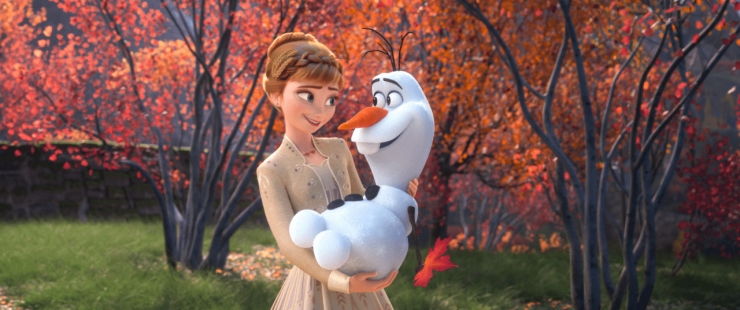 Анна и Олаф - кадр из мультфильма Холодное сердце 2