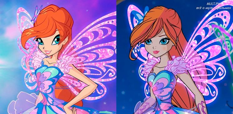 Смена рисовки в мультфильме Клуб винкс
